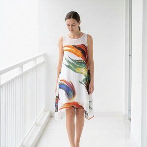 Signature Robbie Bee Dress Sleeveless Rainbow Abstract Shift 10P